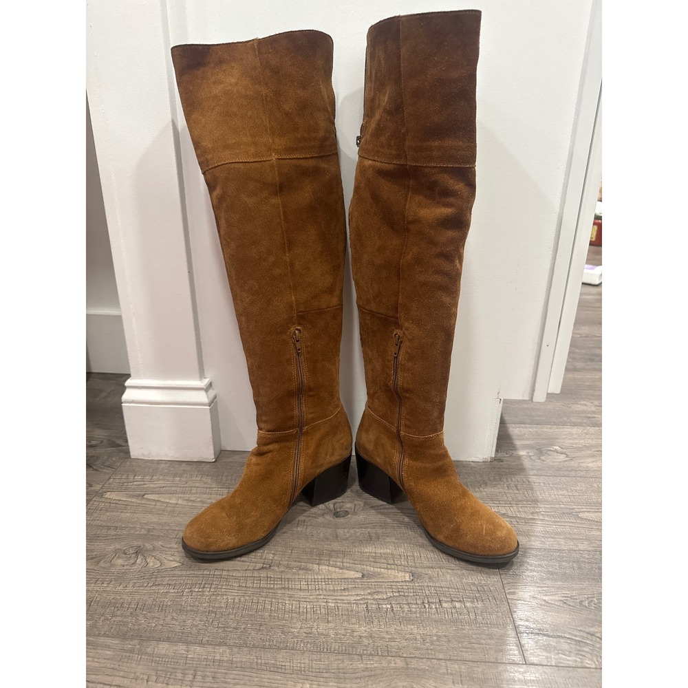 Steve Madden Womens Brown Suede Over The Knee Block Heel Boots Size 9